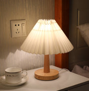 Usb Vintage Pleated Lamp Dimmable Korean Table Light With Led Bead White Warm Yellow For Bedroom Living Room Home Lighting Decor