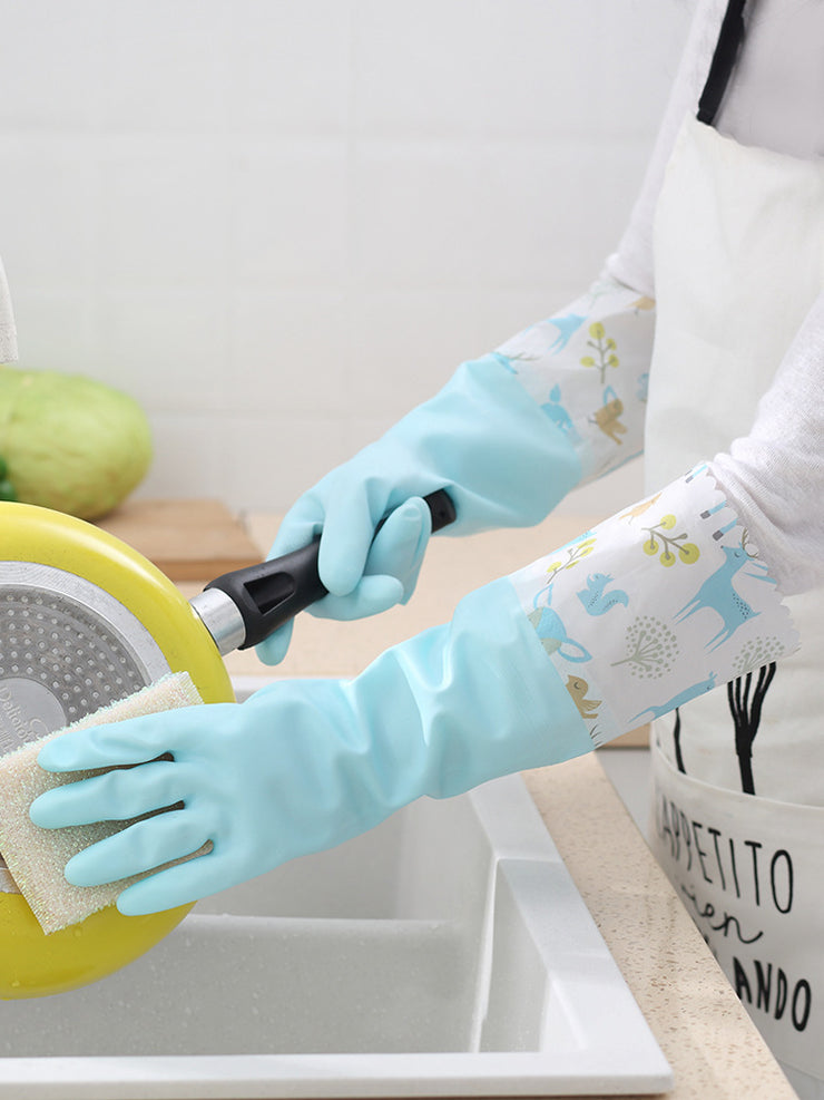 Cleaning Rubber Single Layer Thin Extended Waterproof Gloves